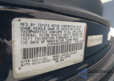 2002 Lexus Sc 430 z USA, uszkodzony, nr VIN JTHFN48YX20028810